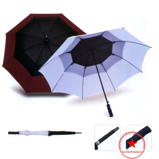 Customized auto open rubber handle straight umbrella for promotional gift