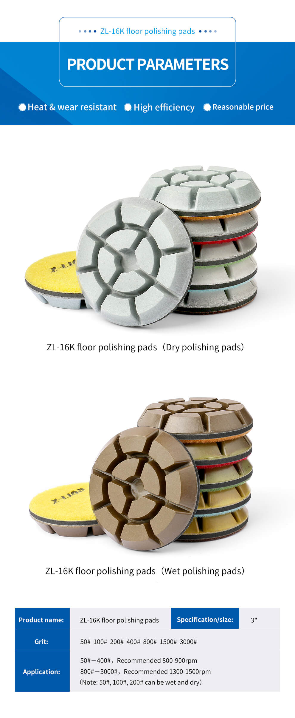 CHina Concrete Resin Bond Pads ZL-16K