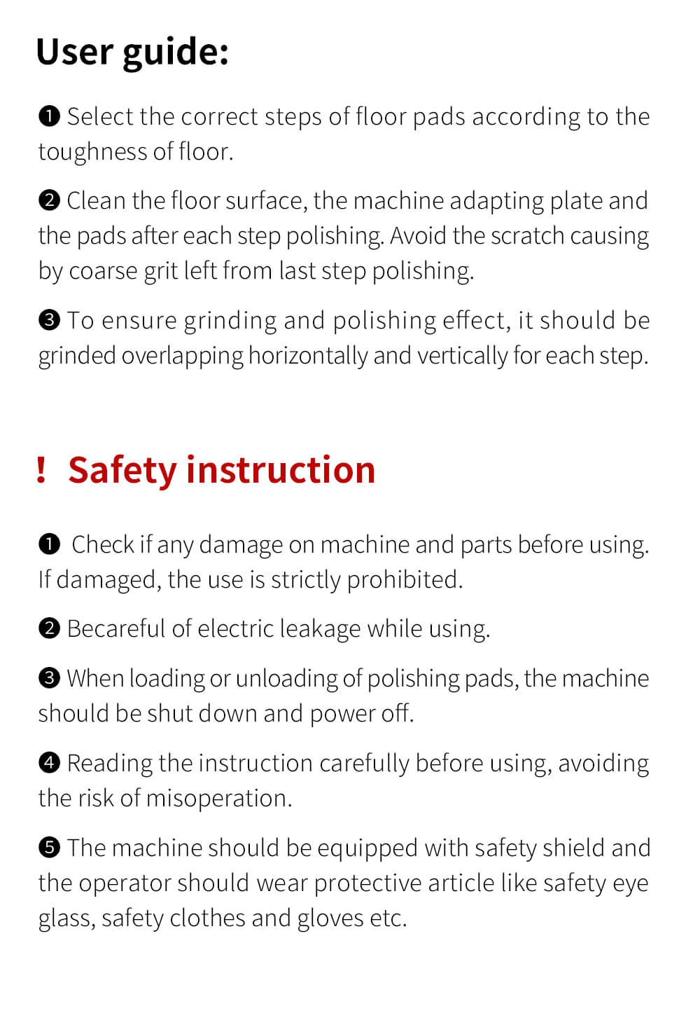 USER GUIDE OF Concrete Resin Bond Pads ZL-16K