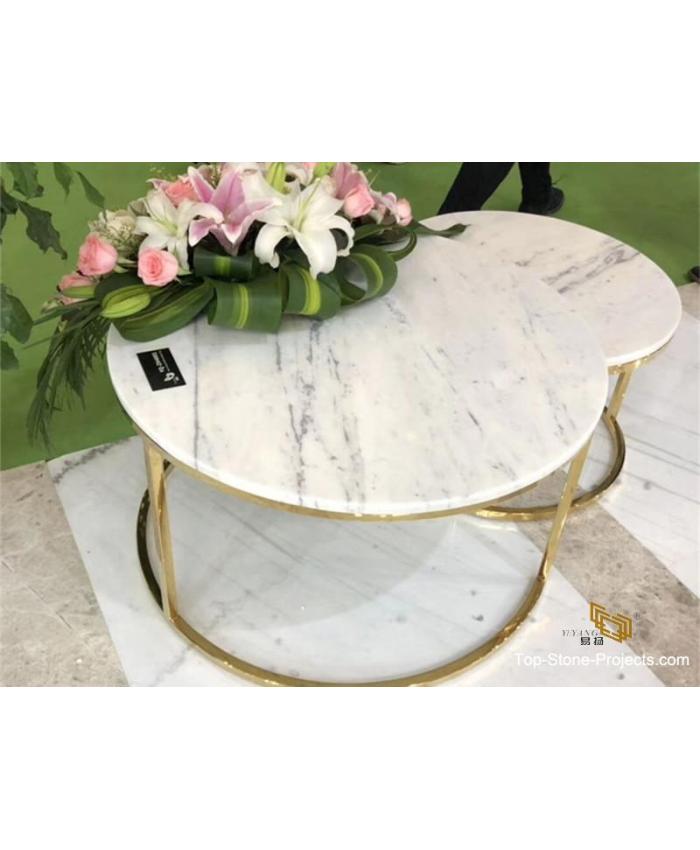 New China White Calacatta Marble Table Top