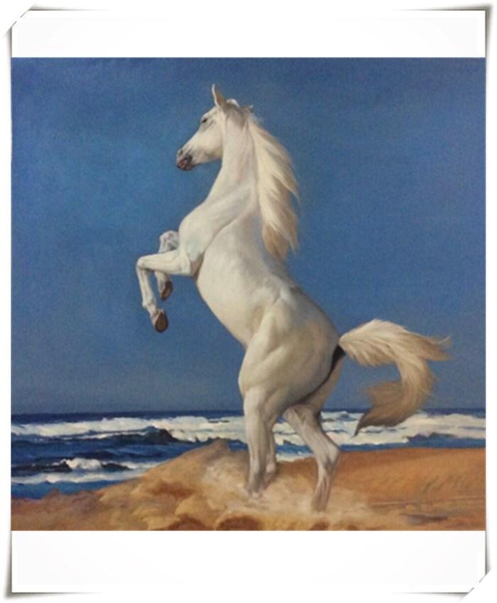 Horse Jumping Animal Oil Painting